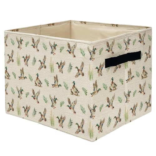 Farmhouse Mallard Duck Nursery Storage Bins,Gifts for Girls Boys,Wild Green Head Ducks Hunting Collapsible Storage Baskets Organizer for Bedroom Bathroom Kids Room Dorm Clothes Toys Books