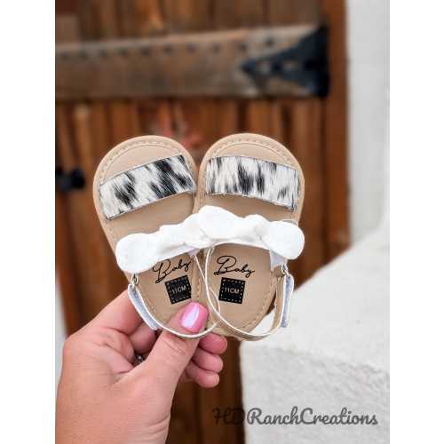Cowhide Baby Sandals - Cowgirl Baby Shower