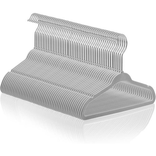 Casafield 50 Velvet Baby Hangers - 11" Size for Infant & Toddler Clothes - Gray