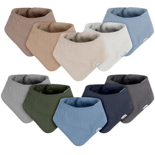 10-Pack Baby Boys Multi Blue Muslin Bandana Bibs – Gerber Childrenswear