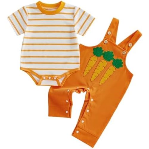 Newborn Baby Boy Easter Outfit Bunny Embroidery Short Sleeve Romper Overall Pants Set Cute Baby Boy Fall Outfits