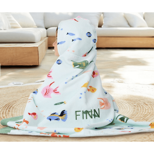 School of Fish Baby Beach Hooded Towel UPF 50+