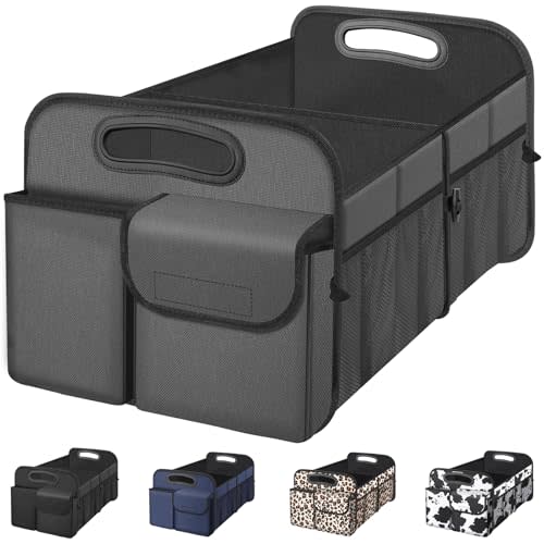 Femuar Car Trunk Organizer, Car Storage Organizer with Large Capacity Waterproof Collapsible Trunk Organizer for Car Suv/Jeep/Sedan (Grey, Standard)