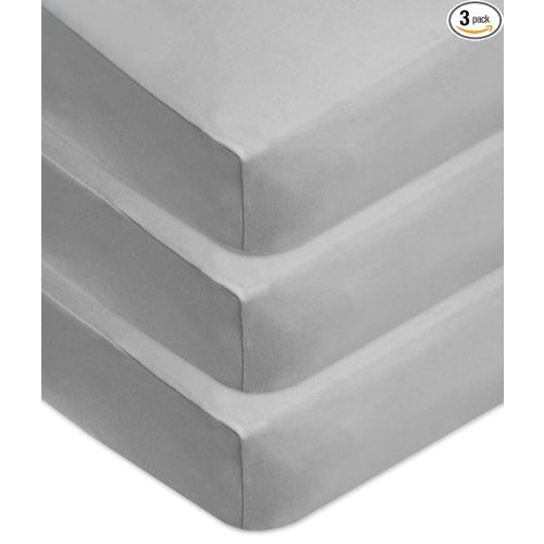 American Baby Company 3 Pack 100% Natural Cotton Fitted Crib Sheets 52" x 28" - Soft, Breathable, Hypoallergenic & Gentle Toddler Bed Sheets, Grey, Neutral for Boys & Girls