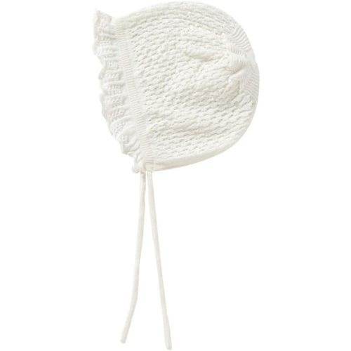 Vivobiniya Toddler Girl Lovely Flounce Knit Hats Baby Bonnets Newborn Baby Hats 0-8y (as1, Age, 0_Month, 3_Months, White(Cotton))