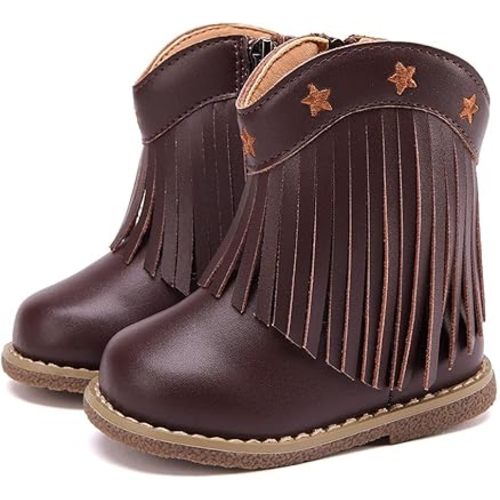 BMCiTYBM Baby Cowboy Cowgirl Boots Infant Western Shoes Boys Girls Round Toe Boots All Seasons 6-24 Months