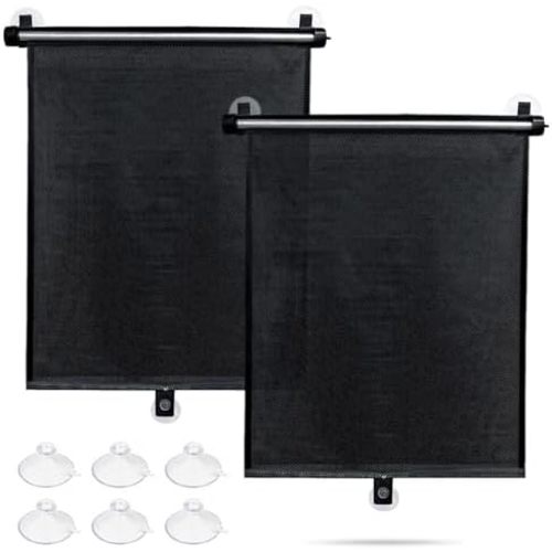 Car Window Shade for Side Windows, 2 Pack Sun Shade Retractable for Car Blocks Heat and UV Rays Glare Protection Roller Sunshade Visor for Baby, Kids, Pets, Passengers