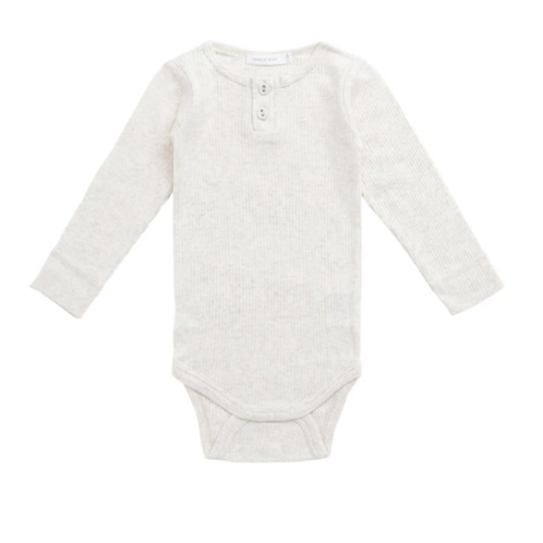 Organic Cotton Modal Long Sleeve Bodysuit - Oatmeal Marle