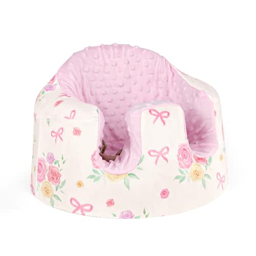 Baby Seat Cover Compatible with Bumbo Floor Seat, Removable Soft and Breathable Baby Seat Slipcover for Baby Girl Boy, Cover Only (Pink Floral)