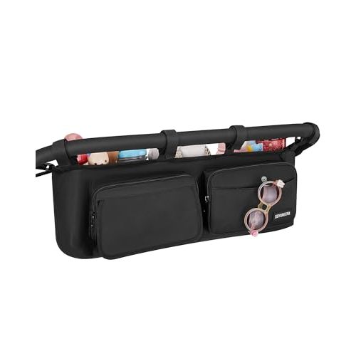 Double Stroller Organizer with 11 Compartment for Bob Duallie, Baby Jogger City Mini GT2, Double Jogging Stroller Caddy, Jeep, Zoe Stroller Accessories with 2 Insulated Pocket, Parent Console