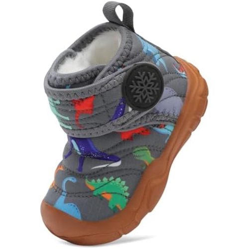 FEETCITY Baby Winter Warm Shoes Cozy Fleece Snow Boots Boys Girls Infant First Walking Shoes Water Resistance Booties
