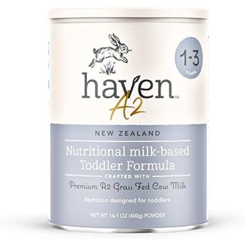 Haven A2 Cow Toddler Formula, Grass Fed Cow Milk Powder for Toddlers With Protein, Probiotics, Prebiotics, Lutein and Omega 3 Dha, Easy Digestion Formula, Non GMO, American Made, 14.1 Oz