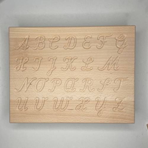 Montessori alphabet tracing board made of wood - hand writing latin