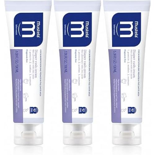 Mustela Baby Diaper Rash Cream 123 - Skin Protectant with Zinc Oxide - Fragrance Free & Paraben Free - with 98% Natural Ingredients - Various Packaging