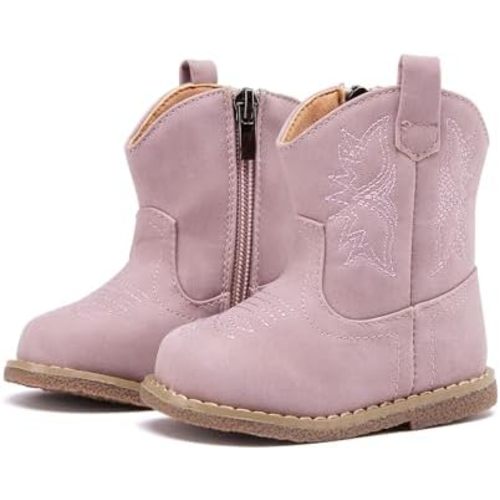 BMCiTYBM Baby Cowboy Cowgirl Boots Infant Western Boots Toddler Boys Girls Round Toe Riding Mid Calf Boots All Seasons for 6 9 12 18 24 Months
