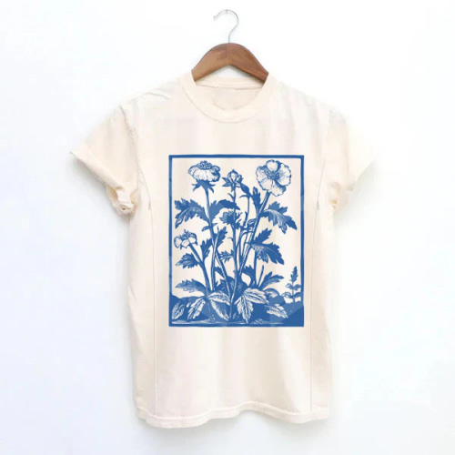 Vintage Wildflowers Graphic Nursing T-shirt