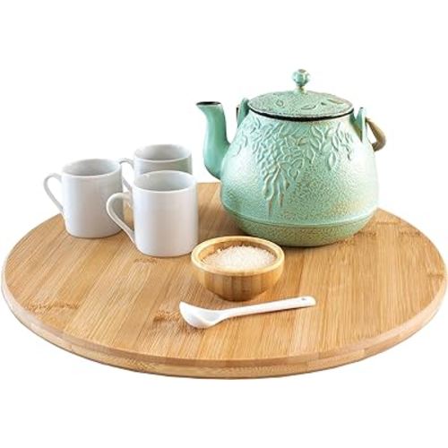 14” Bamboo Wood Lazy Susan Organizer for Kitchen, Turntable for Cabinet, Countertop, Table or Pantry