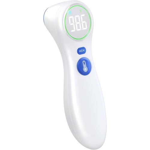 No-Touch Thermometer for Adults and Kids, 1-Second Fast Reading, Color-Coded Fever Alarm, Silent Mode, Object & Room Temperature Function, Baby Essential | Home Medical | Nurse Accessories for Work