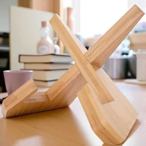 Wooden Cookbook Stand | Flat Base Kitchen Book Holder | Reading Stand | Record Display Stand | Rustic Wood Home Decor