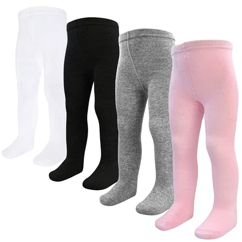 GENTABY Baby Tights 4 Pack Cotton Cable Knit Tights for Baby Girls 0-24M
