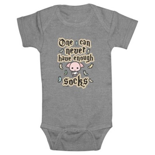 Infant's Harry Potter Chibi Dobby One Can Never Have Enough Socks Bodysuit - Athletic Heather - 18 Months