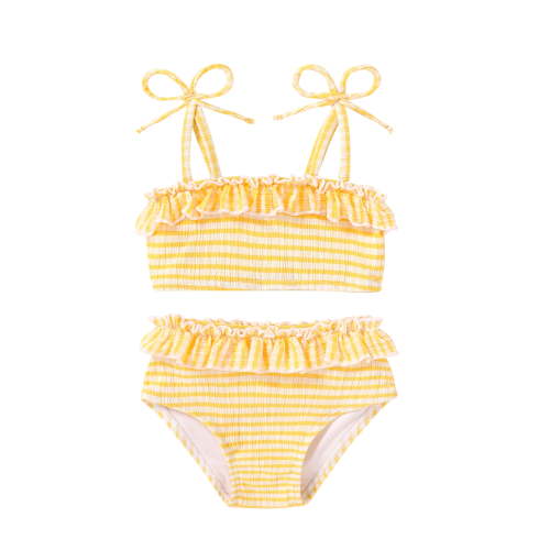 MAMAMI Toddler Girl Summer Swimsuit Ruffle Stripe Two Piece Beach Bikini Bathing Suit for Infant Girl