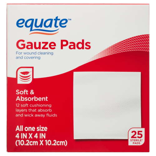 Equate Gauze Pads, 4"x 4", 25 Count HSA/FSA Eligible
