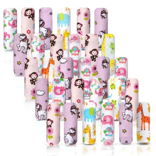 Omilion Baby Washcloth – 30 Pack of Flannel Newborn Washcloths – 100% Cotton - Fun, Colorful Designs – Reusable – Washable – 7x10 Inch Infant Washcloth Set