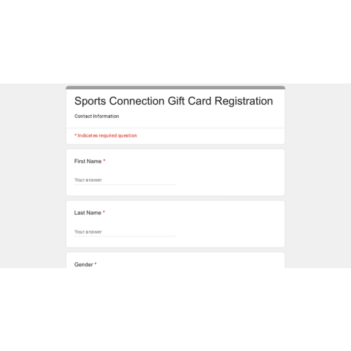 Sports Connection Gift Card Registration