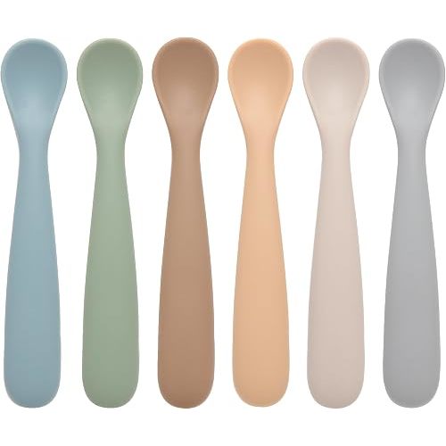 Baby Spoons, 6 Pack First Stage Silicone Feeding Spoons, BPA Free