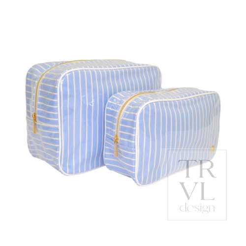 Cosmetic Bag Set - Go Glam Dk Blue Stripe