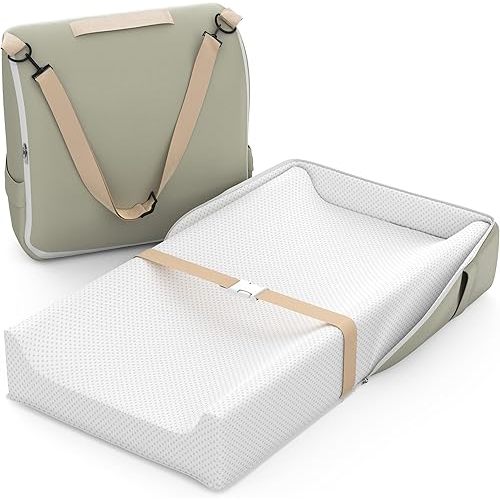 Baby Changing Pad, Portable Changing Pad with Waterproof Lining, Converts to Backpack for Easy Travel, Leather Surface and Cotton Changing Table Pads for Dresser Top