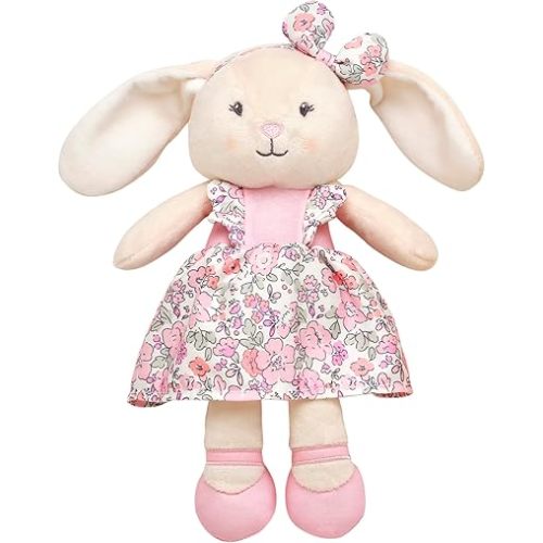 Baby Starters Plush 11 inches Snuggle Buddy Doll, Tan Bunny with Floral Dress