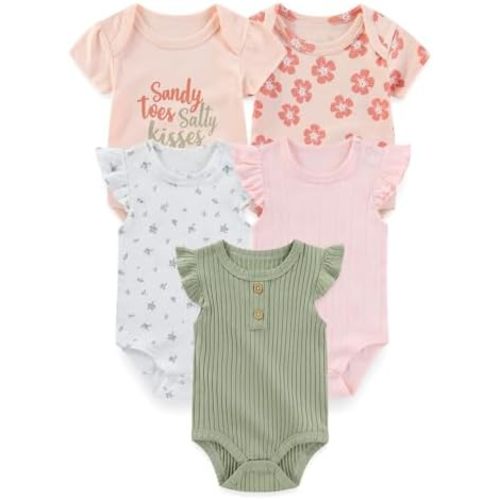 falianni Baby Girls & Boys 5‑Pack Short Sleeve Bodysuits 0‑12M