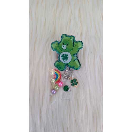 Cute Bear Inspired Badge Reel: Rainbow Heart Cartoon, Retractable badge reel