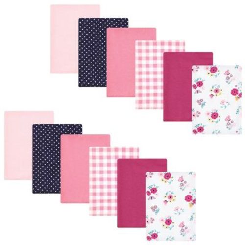 Hudson Baby Infant Girls Cotton Flannel Burp Cloths Bundle, Butterfly Floral, One Size
