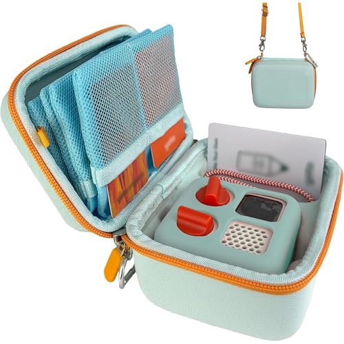 amiumuca Hard Travel Case Compatible with Yoto Mini–Kids Audio & Music Player,Yoto Card Holder Bag with Adjustable Shoulder Strap for Up to 36 Audiobook Cards,Children’s Mini Player. (Light Green)