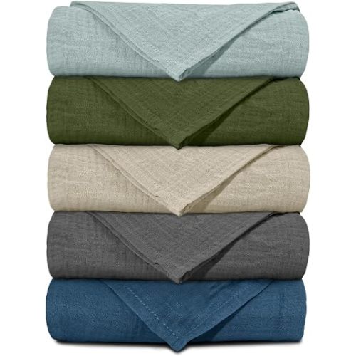 Muslin Receiving Blankets 5 Pack, Soft Swaddle Wraps for Newborn Babies