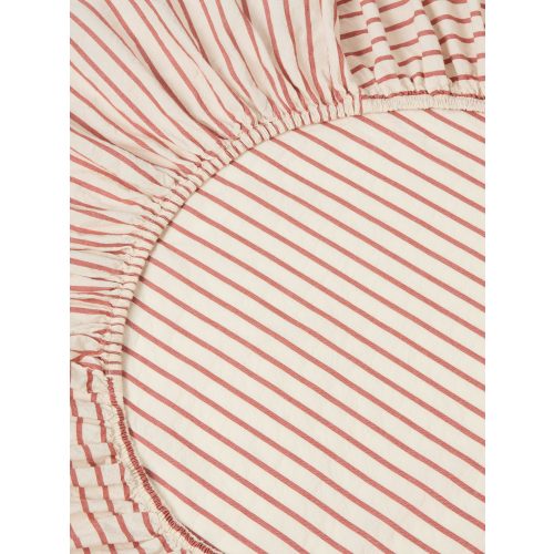 Auburn Red Texture Stripe Cotton Kids Fitted Sheet