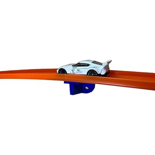 4 Pack Single Lane Wall Mount | Compatible with Hotwheels and Other 1/64 Scale Cars and Trucks (Blue)