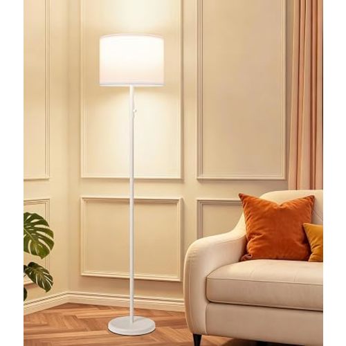 Floor Lamp Simple Design with Shade, Standing Lamps for Living Room Bedroom Office Dining Room Kitchen-White