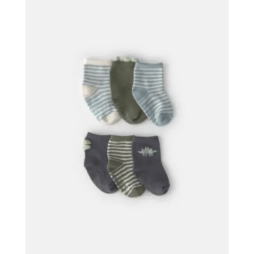 Baby Boy 6-Pack Dinosaur Striped Ankle Socks | Carter's