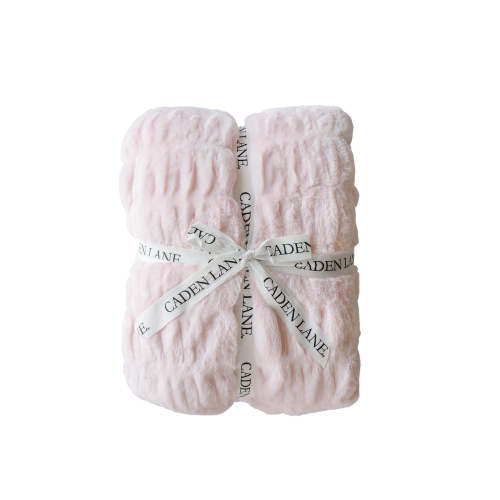 Double-Ruched Faux Fur Blanket | Barely Pink