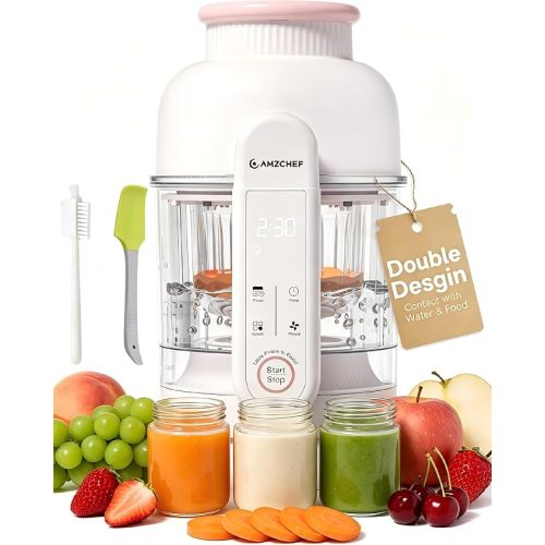 AMZCHEF Glass Bowl, 9-in-1, Steam & Blend Baby Food Maker, One-Touch Puree