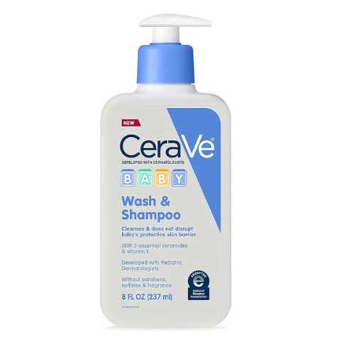 CeraVe Baby Wash & Shampoo, Fragrance, Paraben, & Sulfate Free Shampoo for Tear-Free Baby Bath Time, 8 Ounce