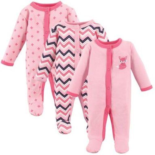 Luvable Friends Baby Girls Cotton Preemie Snap Sleep and Play 3pk, Foxy, Preemie