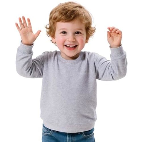 Toddler Boy Long Sleeve Shirt Baby Boys Crewneck Sweatshirt Soft Cotton Pullover Clothes Size 2T-7Y