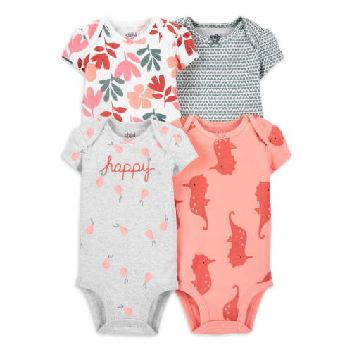 Carter's Child of Mine Baby Girls Ruffle Bodysuit, 4 Pack, Preemie-24 Months