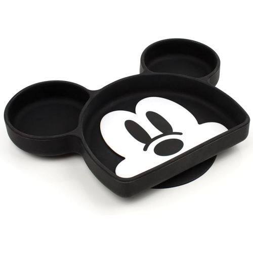 Bumkins Disney Silicone Grip Dish, Suction Plate, Divided Plate, Baby Toddler Plate, BPA Free, Microwave Dishwasher Safe - Mickey Mouse-1 Count (Pack of 1)