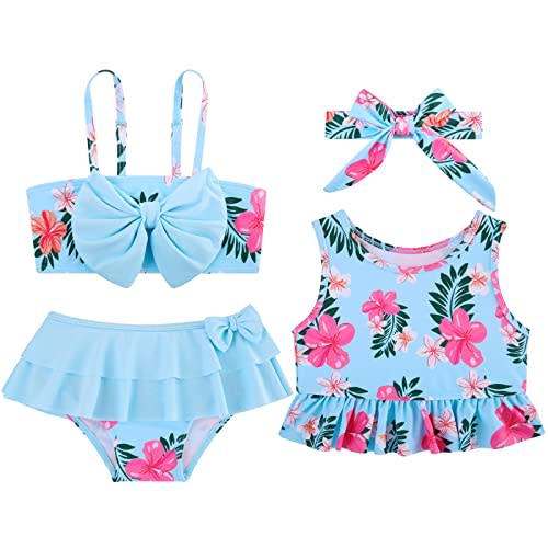 Ahegao 6M-3T Baby Girls Swimsuits for Toddlers Kids 3pcs Bathing Suits Bikini